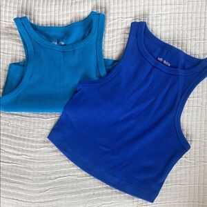 Blue and Teal crop Tank Tops